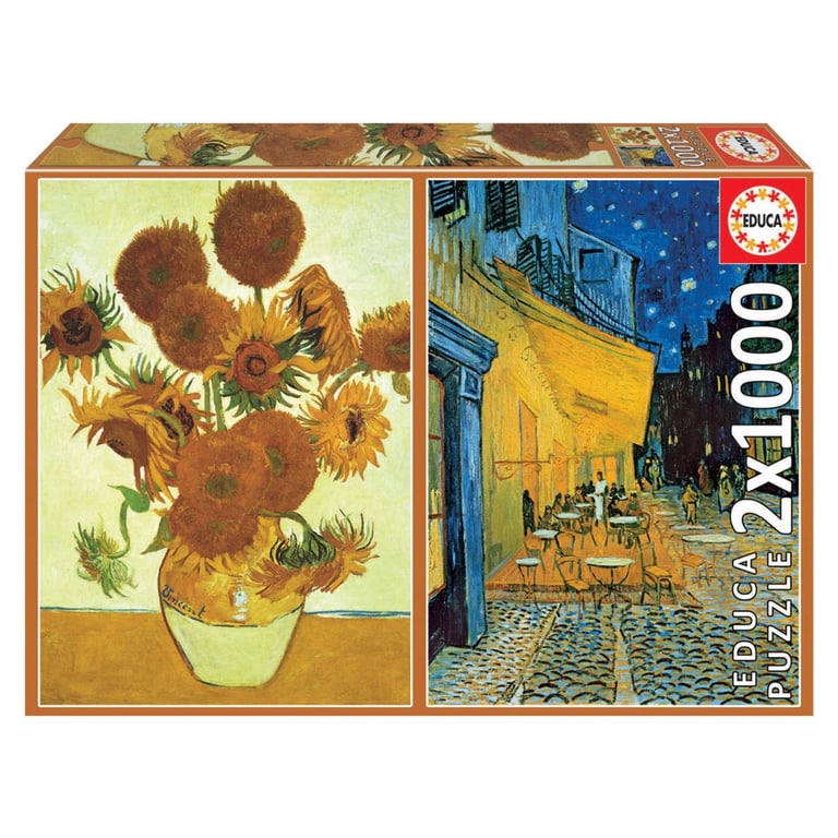 Puzzle Van Gogh 2 x 1000 pièces Les Tournesols et Terrasse du Café le Soir Neuf