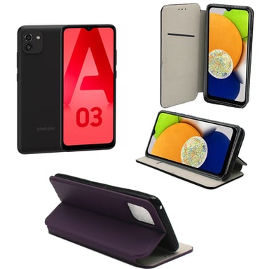 Housse violette pour Samsung Galaxy A03 4G étui violet protection Portefeuille à Rabat avec Porte Cartes pochette XEPTIO