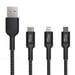 Jaym - Cable Premium 1,5 m - USB-A vers 3 Sorties : Lightning, Type-C et Micro USB - Garanti à Vie - Ultra renforcé - Longueur 1,5 mètres