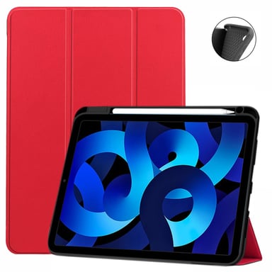 Etui Apple iPad 10,9 pouces 2022 Smartcover rouge avec porte stylet - Housse coque de protection iPad 10eme generation - Accessoires pochette iPad 10