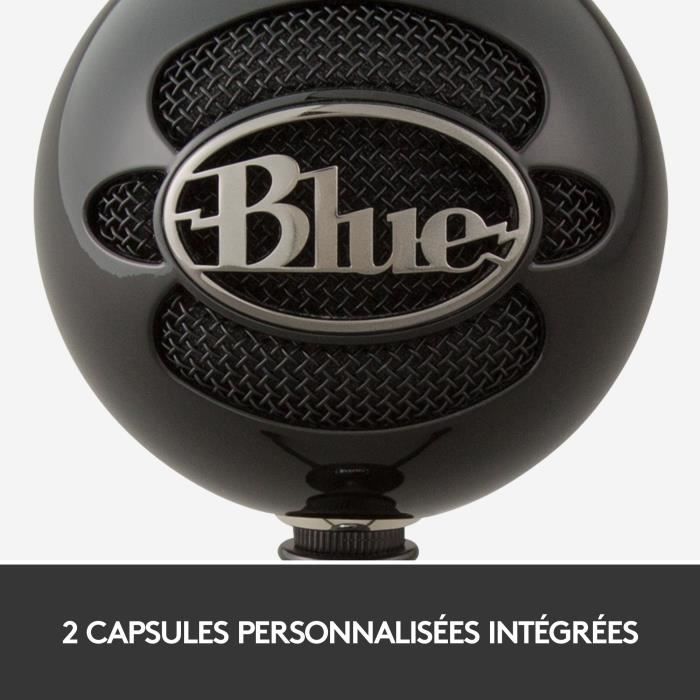 Microphone USB Blue Snowball pour Enregistrement, Streaming, Podcast, Gaming sur PC et Mac - Noir