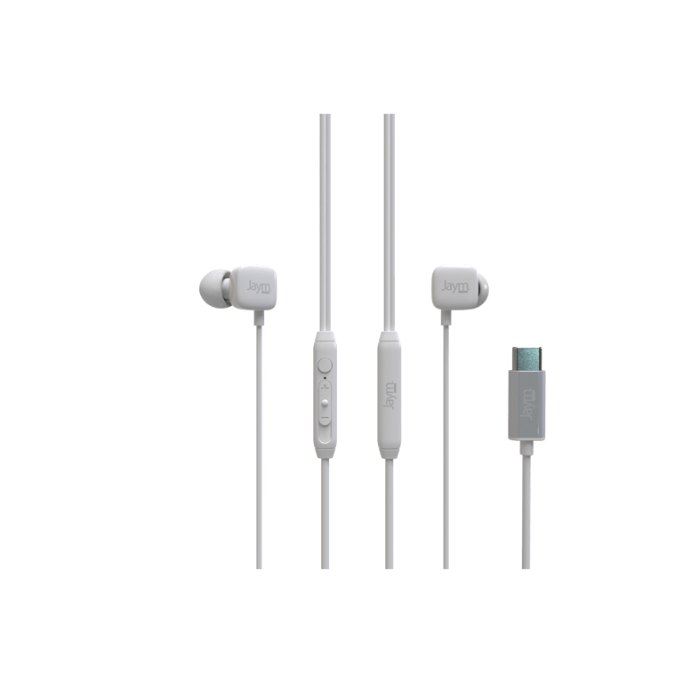 Jaym - Kit Pieton Ecouteurs Intra-auriculaire Type-c + Telecommande + Micro Blanc - Neuf