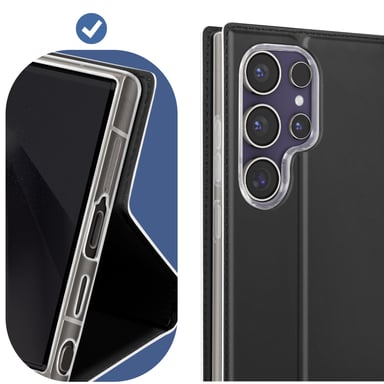 Dux Ducis Funda con cierre para Galaxy S24 Ultra efecto satinado, Dux Ducis Negro