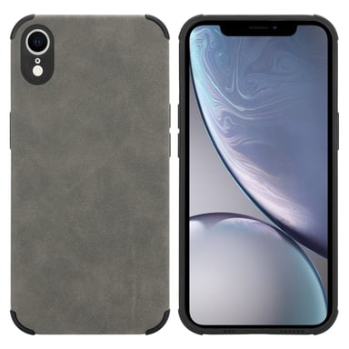 Coque pour Apple iPhone XR en Gris Sable Housse de protection Étui en silicone TPU avec dos en similicuir élégant