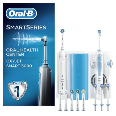 Oral-B Smart 5000 + Oxyjet Adulte Brosse à dents rotative oscillante Bleu, Blanc