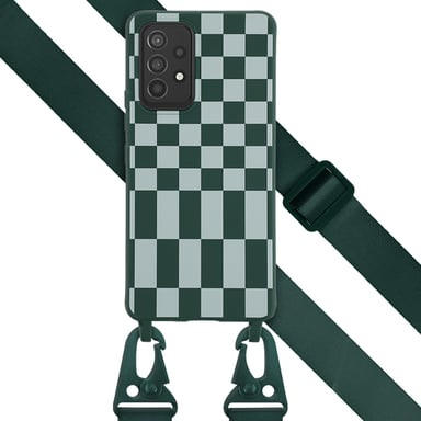 Selencia ?Coque design en silicone avec cordon amovible pour Samsung Galaxy A53 - Irregular Check Green