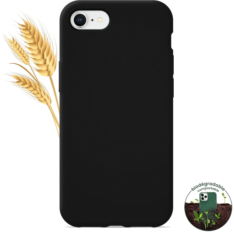 Coque silicone unie compatible Biodégradable Noir Apple iPhone SE 2020