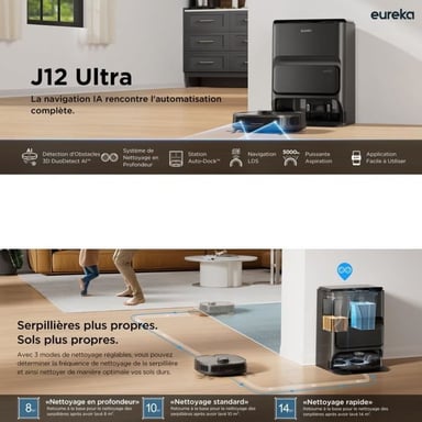 Robot Aspirapolvere e Lavapavimenti Eureka J12 Ultra con Navigazione AI 3D e Svuotamento Automatico