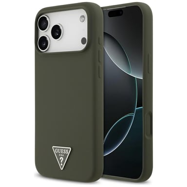 Custodia Guess Silicone Triangle Logo MagSafe per iPhone 17 Pro Max kaki