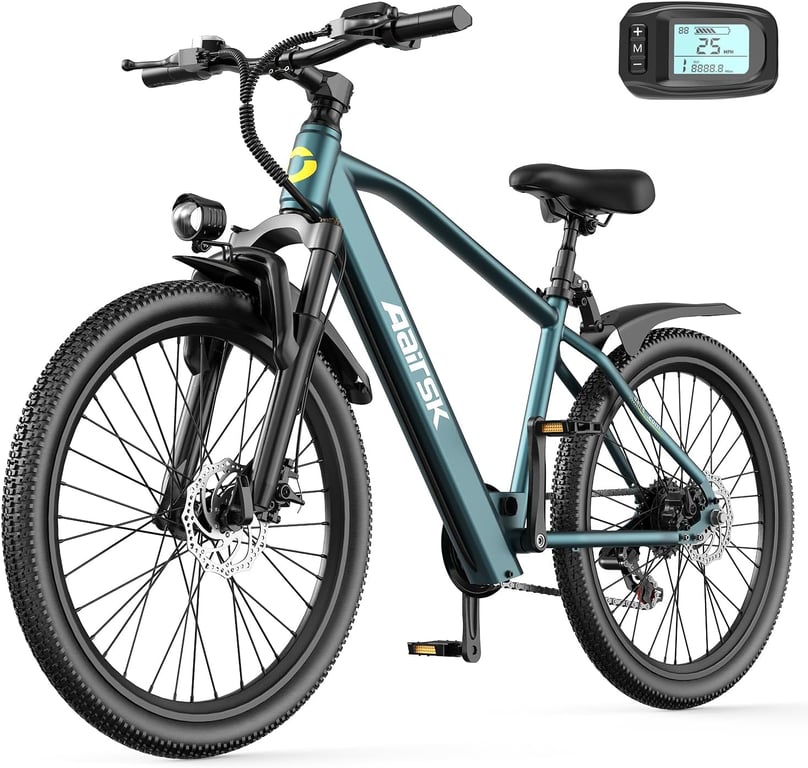 Vélo électrique Aairsk GT300 26 pouces avec batterie lithium 36 V 10 Ah Shimano 7 vitesses Neuf