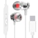Écouteurs Filaires USB C Intra-auriculaires Microphone et Bouton LinQ Blanc