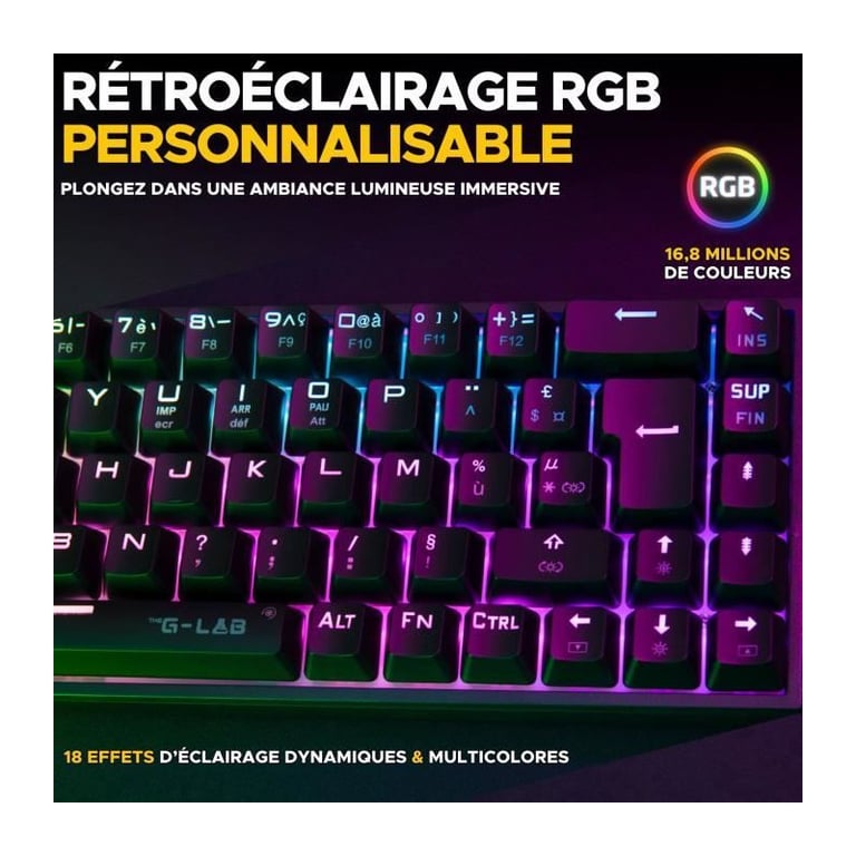 Clavier Gamer - KEYZ TITAN - Mécanique (Switch Rouge) - Filaire - RGB - Blanc - Neuf