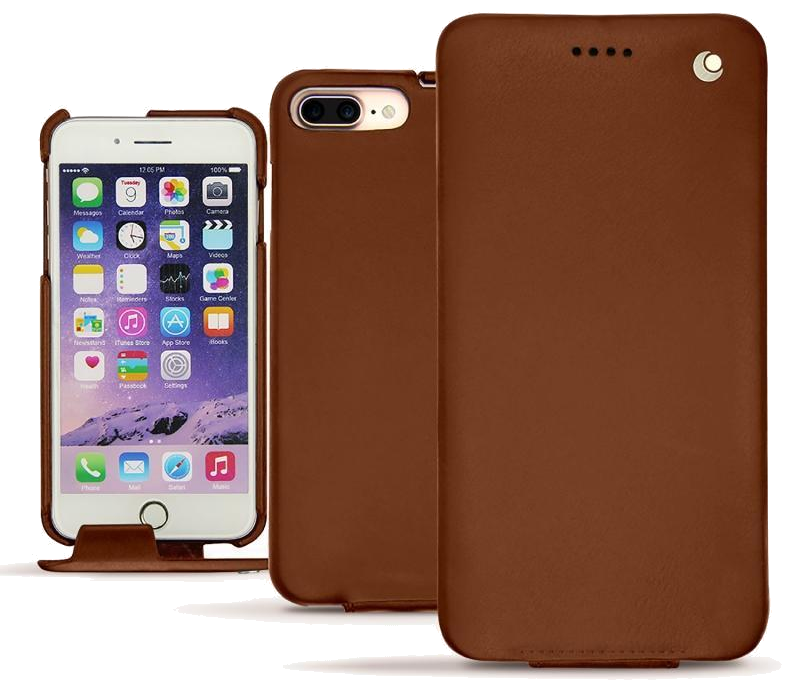 Housse cuir Apple iPhone 7 Plus - Rabat vertical - Marron ( Nappa - Pantone #8B4720 ) - NOREVE