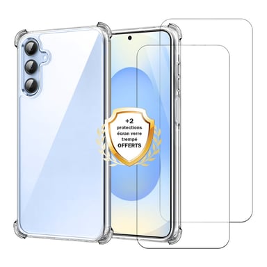 EVETANE Custodia Samsung Galaxy S25 antiurto Bordi rinforzati in silicone + 2 protezioni per lo schermo in vetro temperato