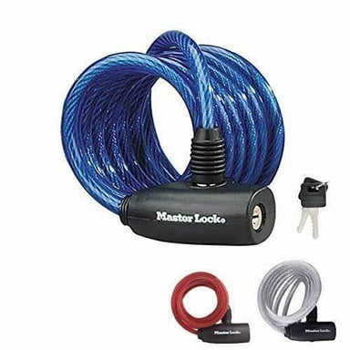 MASTER LOCK Cble antivol cl d'une longueur de 1,8m et x 8mm de diamtre, couleurs assorties