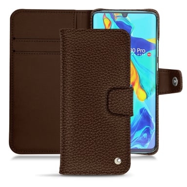 Housse cuir Huawei P30 Pro -  - Marron - Cuir grainé