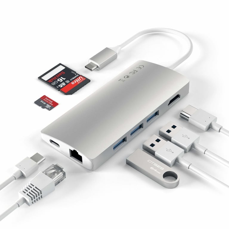 Satechi ST-TCMA2S station d'accueil USB 3.2 Gen 1 (3.1 Gen 1) Type-C Argent - Neuf