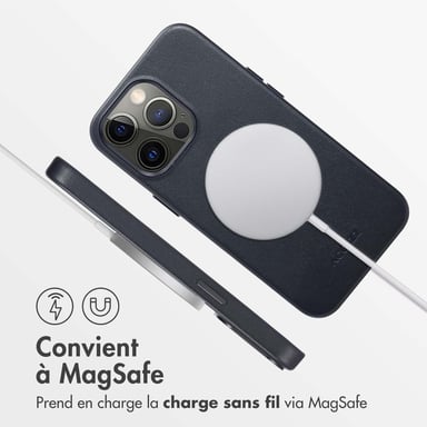 Accezz Coque arrière en cuir avec MagSafe pour Apple iPhone 13 Pro - Onyx Black