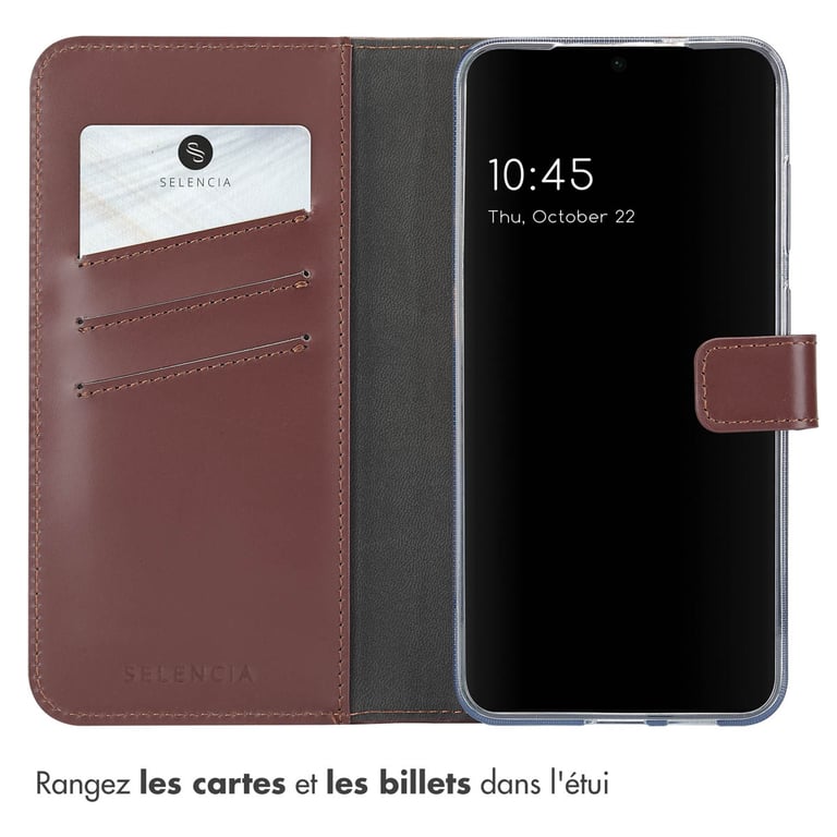 Selencia Étui de téléphone portefeuille en cuir véritable pour Samsung Galaxy S25 Plus Neuf - vue 6