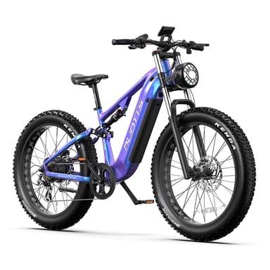 Bicicleta de montaña eléctrica DUOTTS E26 de 26 pulgadas con neumáticos anchos, motor de 750 W, batería de 48 V y 20 Ah-Azul y morado