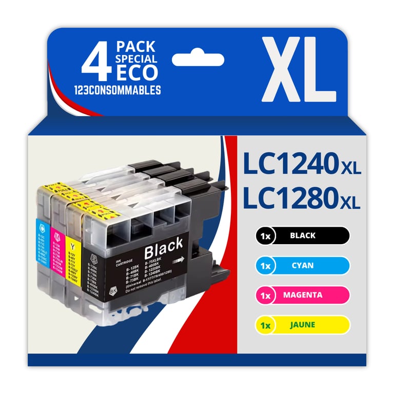 123CONSOMMABLES LC1220LC1240LC1280 Cartouches Encre Compatible avec Brother DCP J725DW DCP J925DW MFC J430 MFC J5910DW MFC J625DW MFC J6510DW MFC J6910DW 1 / 1 Cyan / 1 1 Jaune Neuf - vue 3