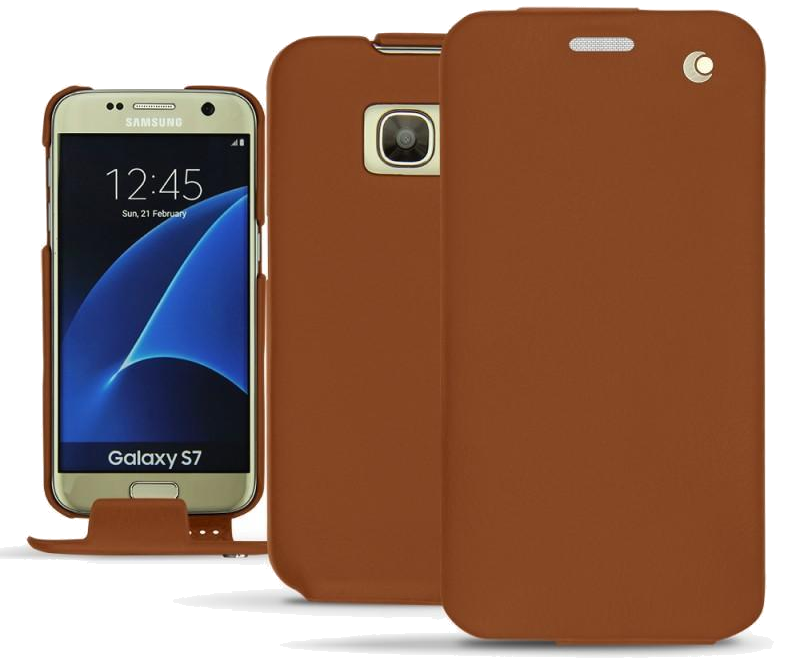 Housse cuir Samsung Galaxy S7 - Rabat verticalMarron