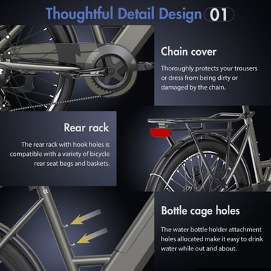 Bicicletta elettrica da città Fafrees F26 Pro, motore da 250 W, batteria integrata da 36 V 14,5 Ah, connessione tramite APP