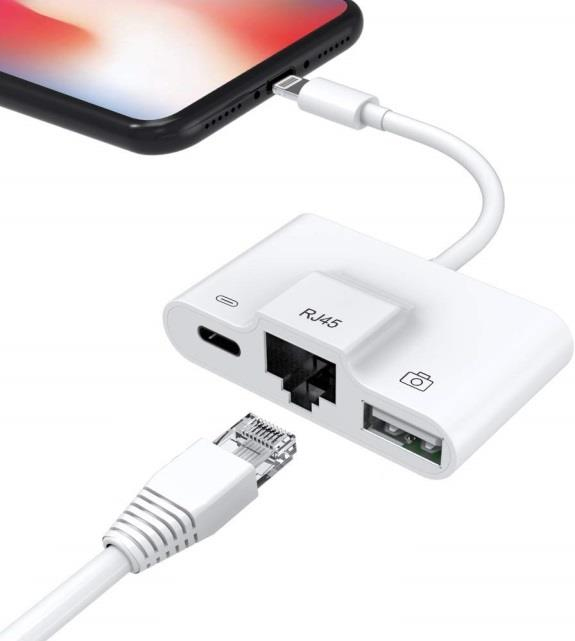 DLH Adaptateur Lightning/RJ45 Ethernet - DY-TU4034W - Noir - Compatible iPhone/iPad - Garantie 1 an