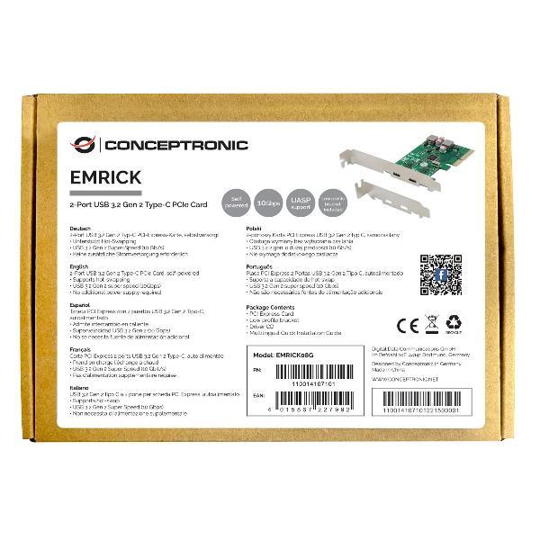Conceptronic EMRICK08G carte et adaptateur d'interfaces Interne USB 3.2 Gen 2 3.1 Gen 2 Neuf - vue 2