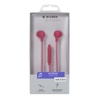 Cuffie cablate da 3,5 mm con cavo piatto rosa Bigben