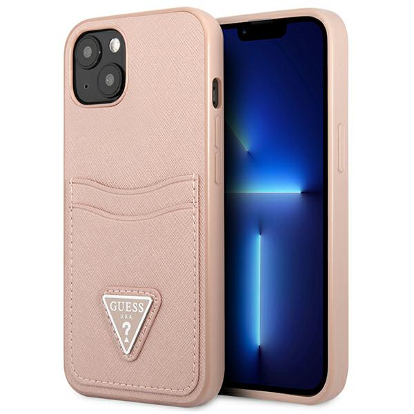 Guess GUHCP13MPSATPP Coque Rigide pour iPhone 13 61`` Motif SaffianoTriangle - 3666339048136
