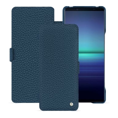 Housse cuir Sony Xperia 1 V -  - Bleu - Cuir grainé