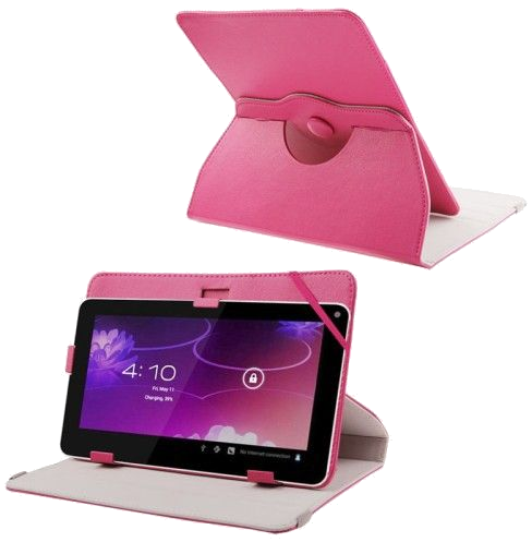 Housse Compatible Pour Tablette Tactile 9 Pouces Support 360 Simili Cuir Magenta Faux cuir YONIS