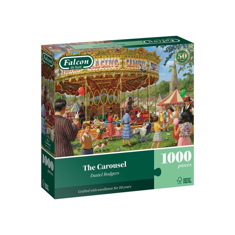 Puzzle Jumbo 1000 pièces The Carousel De Luxe Multicolore, scène de fête foraine, carton rigide, dès 12 ans, 1 joueur - Neuf