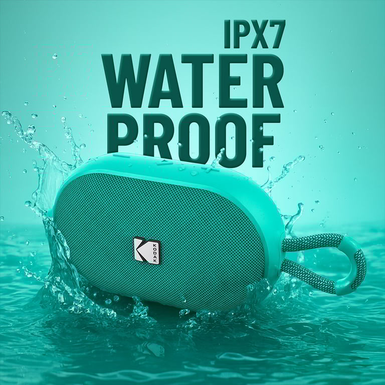 Kodak Enceinte Portable Sans Fil PWS 2284 Étanche IPX7 Bluetooth RMS TWS Stéréo Batterie 1500mAh Autonomie 10 12h Fonction Mains Libres Sangle Silicone Câble Type C Inclus Neuf - vue 3