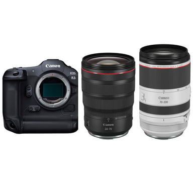 Appareil photo hybride Canon EOS R3 + RF 24-70mm f/2.8 L IS USM + RF 70-200mm f/2.8 L IS USM + Ebook ''20 astuces pour des images qui claquent''