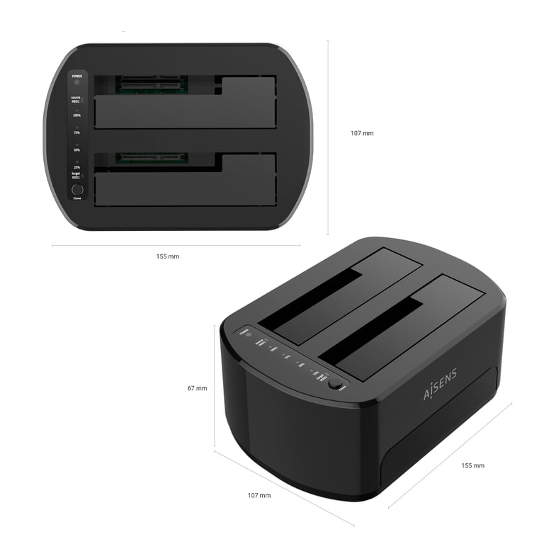 AISENS ASDS D03B Station d'accueil de disques de stockage USB 3.2 Gen 1 3.1 Gen 1 Type B Neuf - vue 3