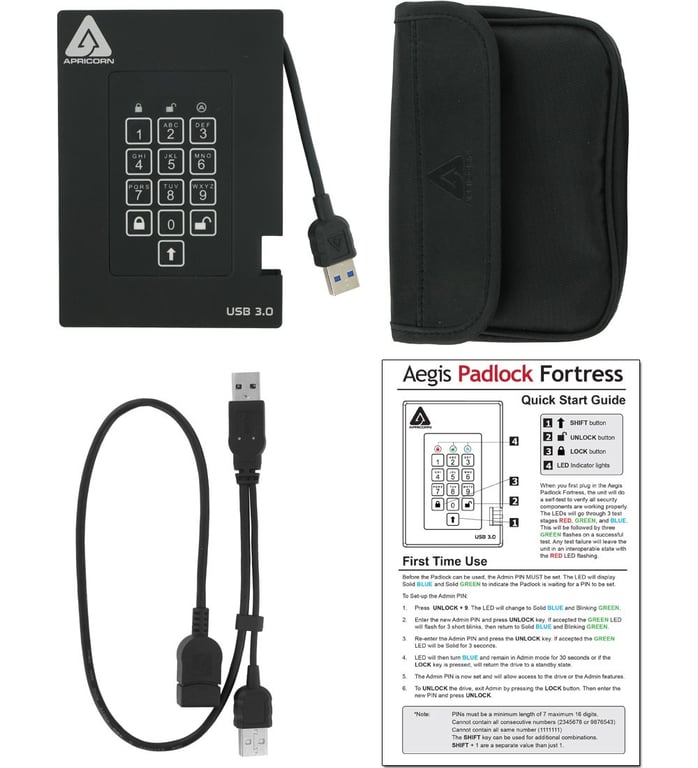 Apricorn Aegis Padlock Fortress USB 3.2 Gen 1 3.1 Gen 1 Neuf - vue 2