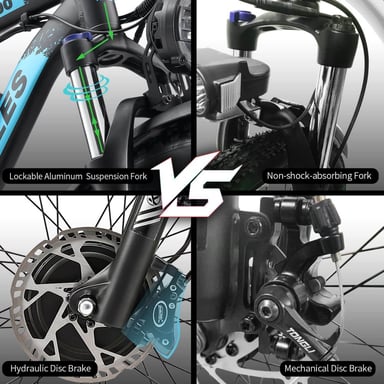 Vélo électrique KETELES K800, moteur 2000W, batterie 48V 23Ah, vitesse maximale 50 km/h, autonomie 100 km, pneus 26*4,0 pouces, noir et bleu.