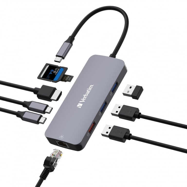 Verbatim USB C Pro Multiport Hub 9 Port CMH 09 - vue 4