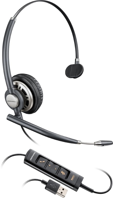 POLY Encorepro HW715 Casque Avec fil Arceau Bureau/Centre d'appels Noir, Argent - Neuf