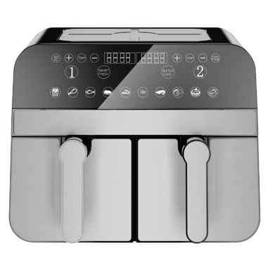 Friteuse à air chaud Airfryer numérique double panier 2400W Acier Inoxydable 9L Comfy Nest CN-AFD45NS