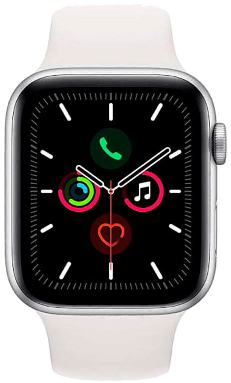 Apple Watch Serie 5 GPS, Boîtier 44mm Aluminium Argent et bracelet sportif  blanc