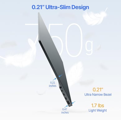 Moniteur Portable MINIX 16'' FHD 1200P, IPS, Écran Tactile, USB-C, HDMI, Stéréo, Protection des Yeux, Sans Clignotement, Filtre de Lumière Bleue