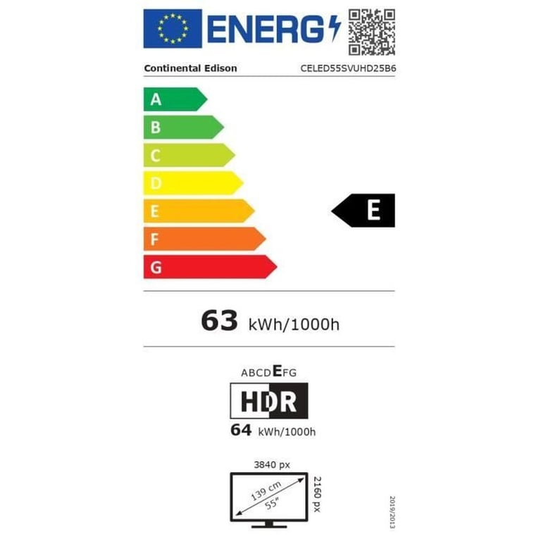 TV LED CONTINENTAL EDISON CELED55SVUHD25B6 55 139 cm UHD 4K 3840x2160 SMART VIDAA 3xHDMI 2xUSB - vue 2