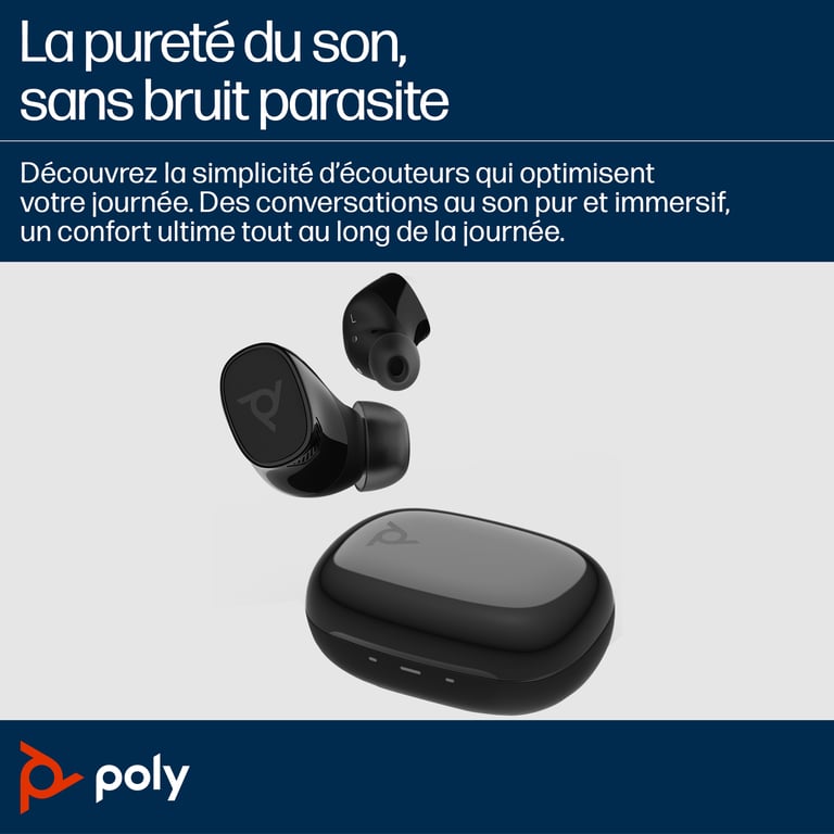 Ecouteurs intra auriculaires sans fil Bluetooth Poly Voyager Free 20 avec réduction de bruit + étui de charge de base - vue 6