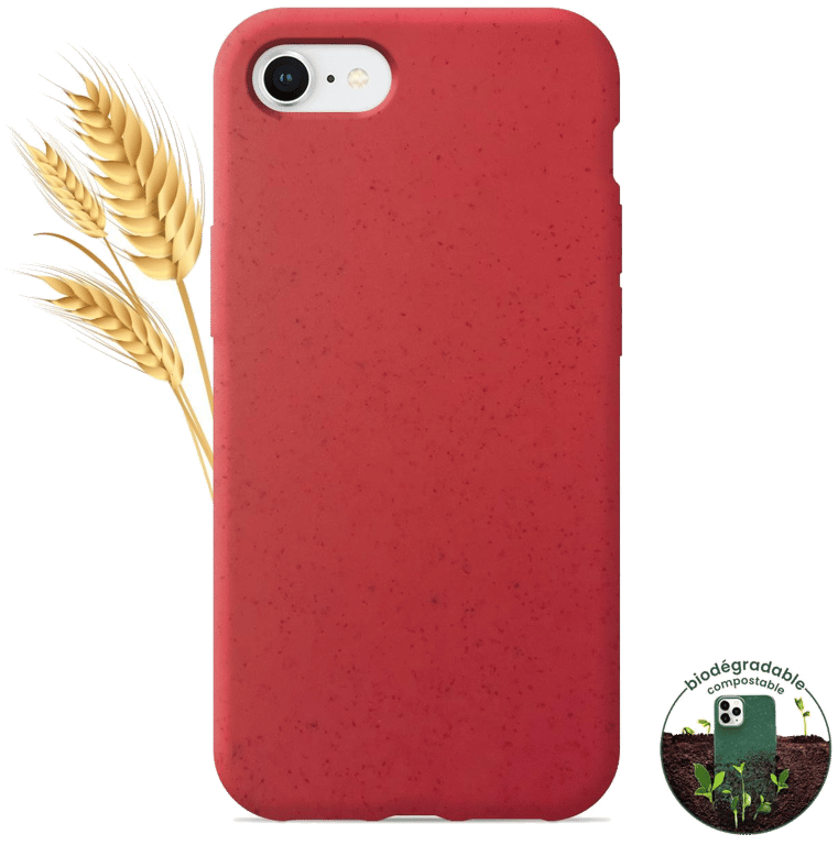 Coque silicone unie compatible Biodégradable Rouge Apple iPhone SE 2020