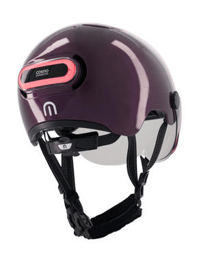 Cosmo Fusion+ Taille M, Violet - Casque avec éclairage Vélo Arrière Intelligent et Connecté - Feu Stop Automatique, Détection de Chute, Partage de trajet, Assurance Individuelle ALLIANZ offerte durant 1 an