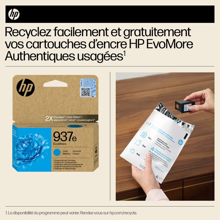 HP 937e EvoMore - Cyan - original - cartouche d'encre - pour Officejet Pro 9110b, 9120e, 9720E, 9730e - Neuf