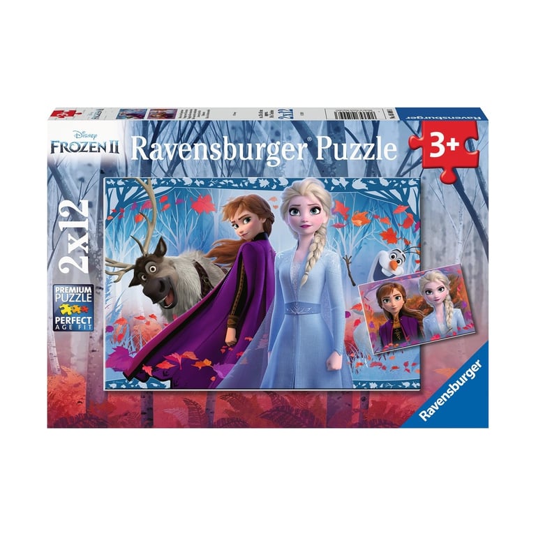Puzzles 2 x 12 pièces : Voyage vers 'inconnu La Reine des 2 Frozen 2 Ravensburger France - vue 8